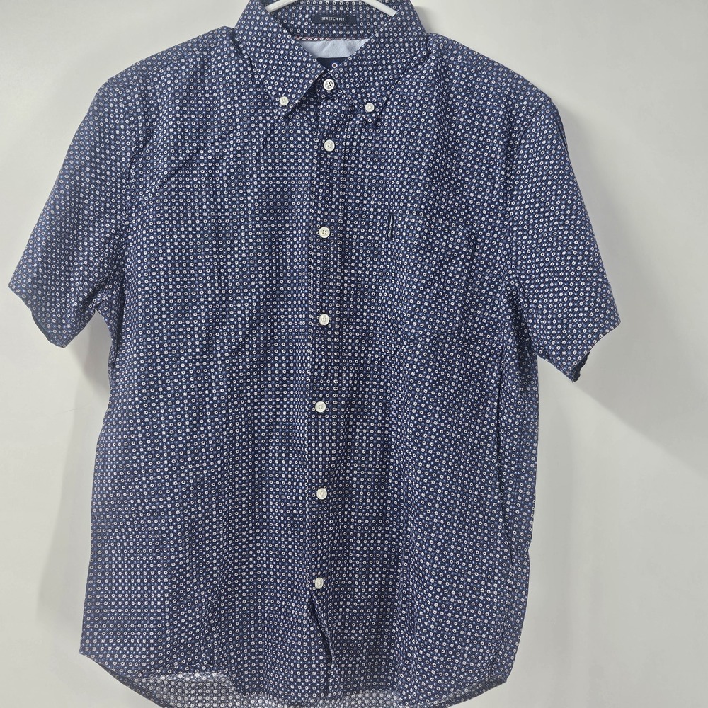 Ben Sherman Shirt Mens Large Button Up Short Sleeve Stretch Fit Floral Casual